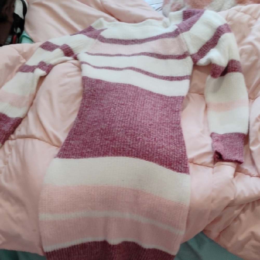 Striped Pink and White Women's Sweater